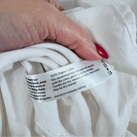 Eileen Fisher White Organic Cotton Drawstring Sleeveless Dress Size S - Picture 11 of 11